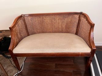 Elegant Cane-Back Bench / Settee – British Colonial Regency Style