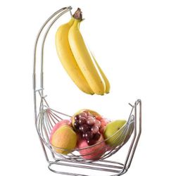 Jiallo Silver Fruit basket with Banana Hanger