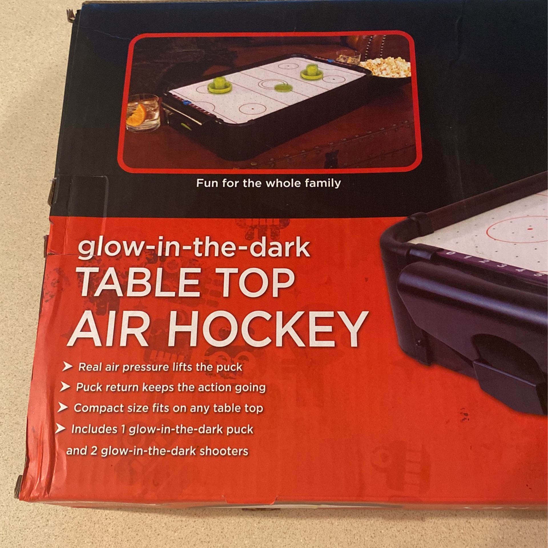 Glow-In-The-Dark Table Top Air Hockey