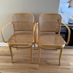 Pair of Thonet Bentwood Cane Armchairs