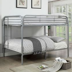 Brand New Silver Metal Full Over Full Bunk Bed