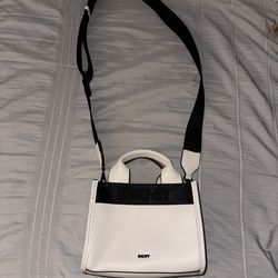 DKNY White and Black Mini Crossbody Bag