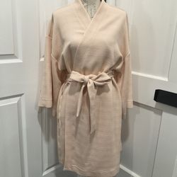 SOMA PINKY PEACH TEXTURED WIDE SLEEVED KNEE LENGTH ROBE