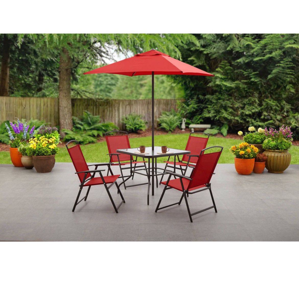 Patio Dining Set Red