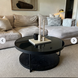 Modern Black Faux Marble & Glass Coffee Table | READ DESCRIPTION