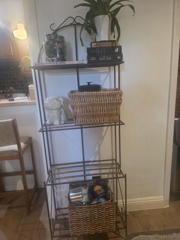 Metal Bookshelf Bookshelves Shelf Shelves Bookcase Bookcases Hamper Entryway Entry Organizer Bakers Baker Rack Garden Outdoor Planter Organization