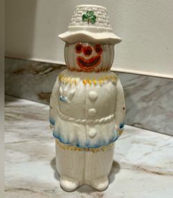 Belleek Ireland Pumpkin Head Scarecrow Votive Tea Light Holder