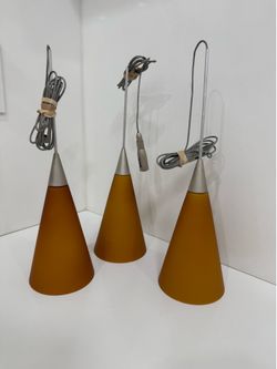 Cone Pendant Amber Color set of 3