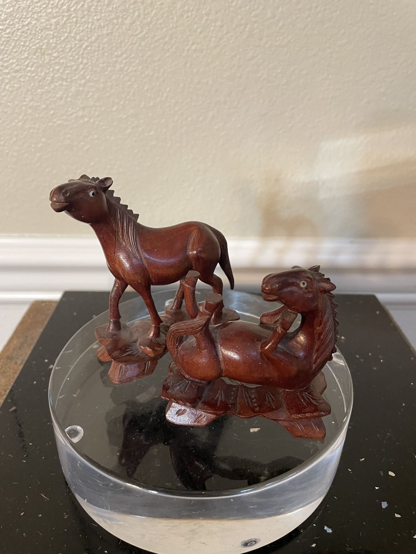 Intake Rosewood Horse Figurines Carved Wood