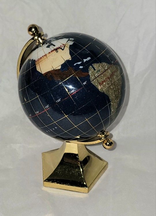 World Globe Blue Lapis Semi Precious Gemstone Minerals
