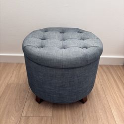 Blue Tufted Ottoman