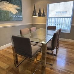 Tempered glass dining Table w/ 6 Chairs