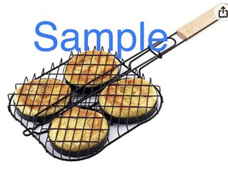 Charcoal Companion Wooden Handle Grill Rack Cooks 4 Burgers Thumbnail