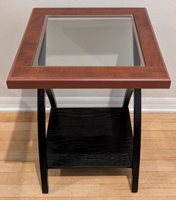 Square Metal Framed Glass Inlaid Side Table