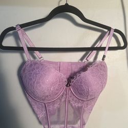 Victoria Secret Very Sexy Push-Up Corset Lace Top in Lavender