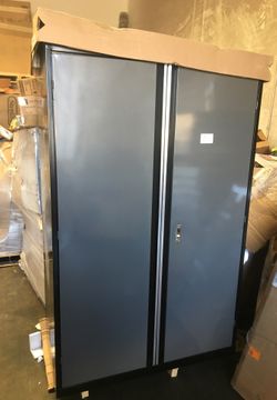 Husky 72 in. H x 46 in. W x 24 in. D Welded Steel Floor Cabinet in Black/Gray