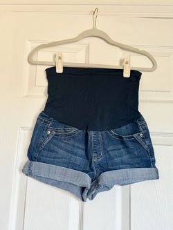 Maternity Denim Jean Shorts with Belly Band
