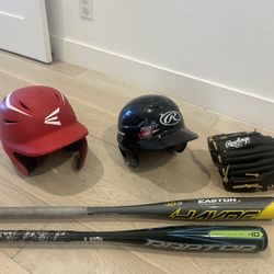 Baseball Bat, Glove, Hat