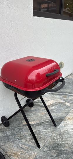 Portable Charcoal Grill Red and Black