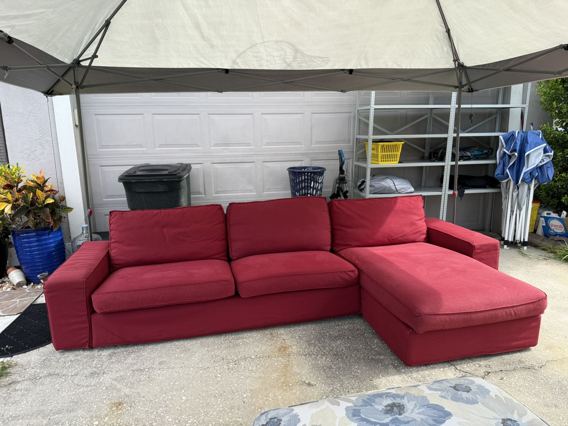 Sectional 2 piece sofa | couch | Red Canvas Fabric - from Pet Friendly Home
