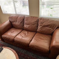 Full Italian Leather Sofa Love Seat