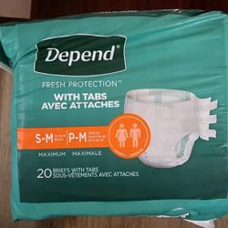 Depends Small Medium 20ct Tabbed Briefs Adult Diapers Incontinence 
