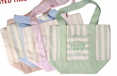 Trader Joe's Striped Mini Canvas Tote Bag (all colors available )