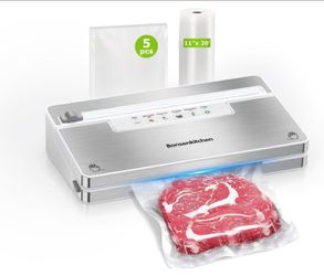 Vacuum Sealer Machine, Built in Cutter & Bag Storage
Functional Food Vacuum Sealer with Accessory Hose, for Meal Prep, Sous Vide, Bulk Storage,1 Roll 