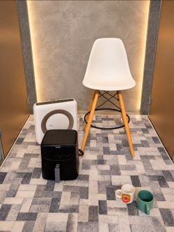 Air fryer, Air purifier, rug, and chair bundle