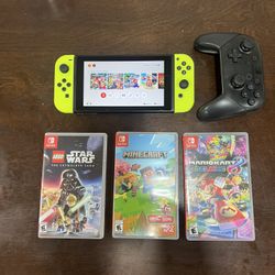 Nintendo Switch With 3 Games And Pro Controller