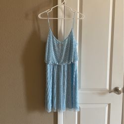 Light Blue Beaded Cocktail Dress