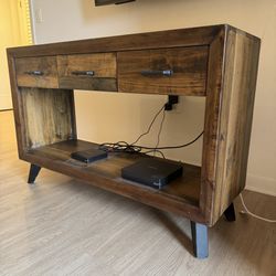 Industrial Rustic Finish Console Table TV Stand Very Good Condition 