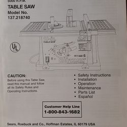 Table Saw Manual Free