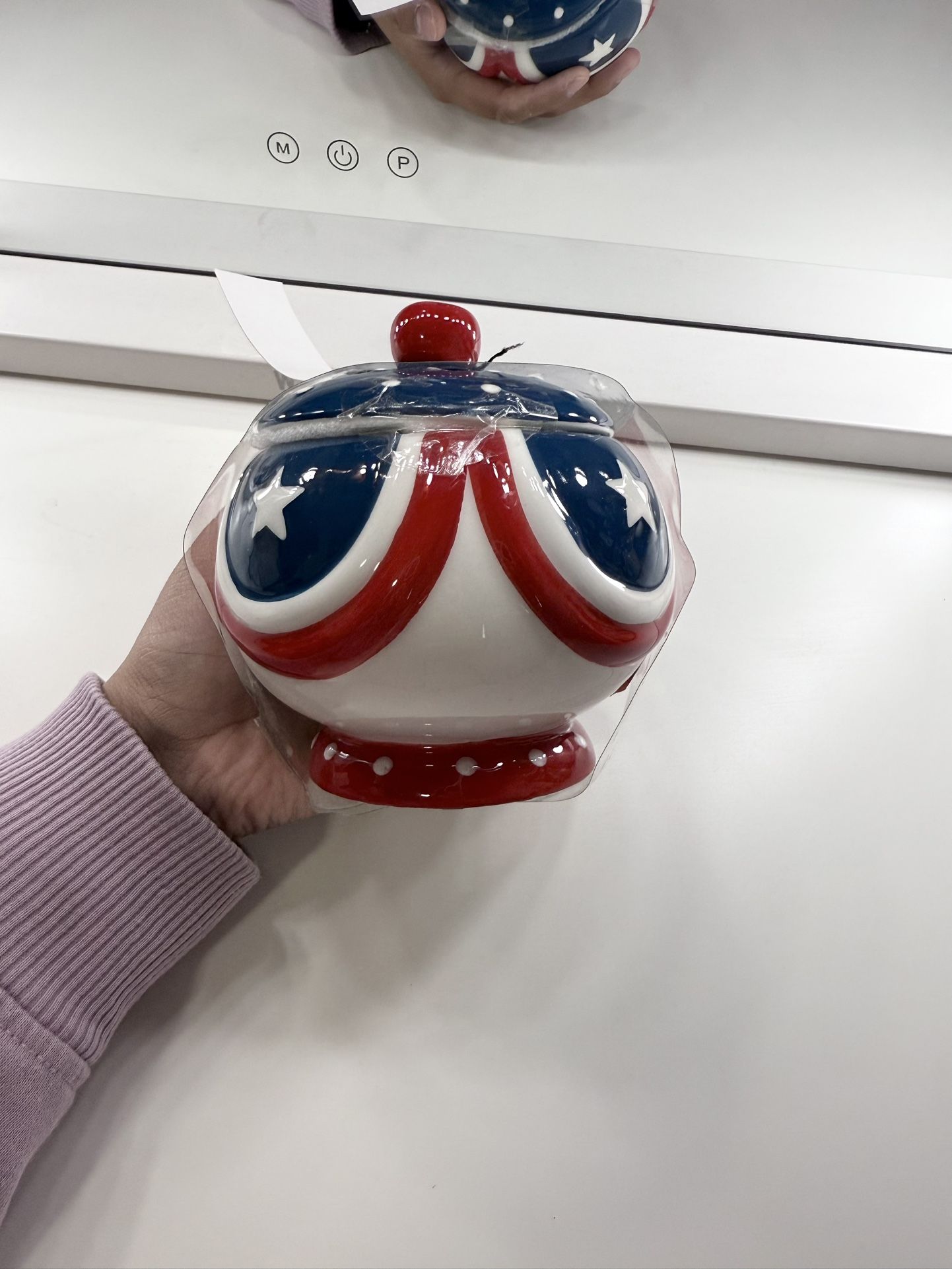 Johanna Parker Carnival Cottage Patriotic Sugar Canister W/ Lid