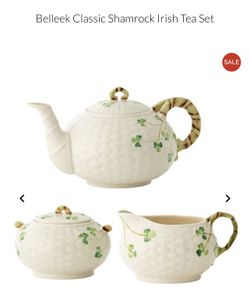 Beleek Tea Set: Teapot, Sugar Bowl, Creamer NEW