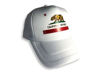California Republic Hat Foam Mesh Trucker CA Flag Snapback Baseball Cap White