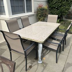 Solid Granite outdoor table and 6 chairs