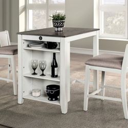 Brand New White & Grey 3pc Counter Height Dining Table Set 