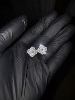 Clover Halo Moissanite Stud Earrings