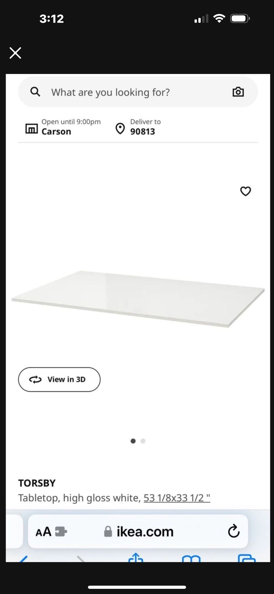 IKEA Torsby White Desk Glass Top. Top Only