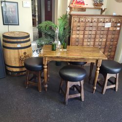 Game Table Set. Bar table with stools. Dimensions are in the photos