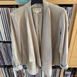 PRICE DROP: MICHAEL KORS TAN/light taupe Open Front lined LAMBSKIN SUEDE JKT, XL