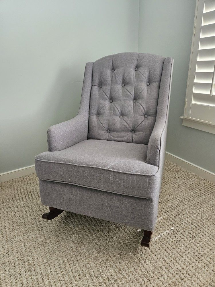 Gray Upholstered Rocking Chair