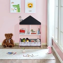 White, Pink, Yellow, Blue, Black MDF 2 -Shelf Bookcase ( 23.62-in W x 35.43-in H x 10.43-in D )