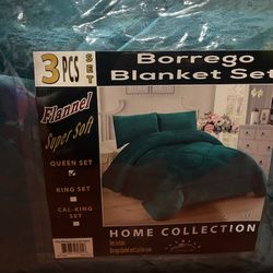 Blanket Blue 3 Pcs Set W/ Pillow Cases