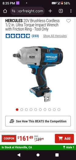 HERCULES 20V Brushless Cordless 1/2 in. ULTRA Torque Impact Wrench with Friction Ring 🧰🧑‍🔧