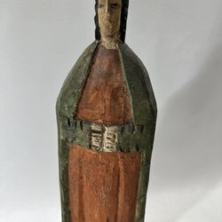 Antique Wood Carved Santos Religious Saint Pope Father Priest Statue Art 12” OLD"