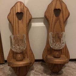 Oak Sconces With Votive Cups