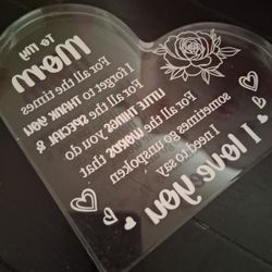 I love you mom glass heart?
