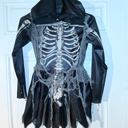 HALLOWEEN "GIRLS small? black skeleton hooded dress" $5